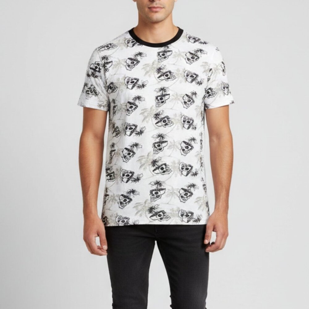 WXYZ Men's Graphic Print T-Shirt White Size L Short Sleeve Crew Neck Summer Top